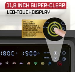 GOURMETmaxx FryUp3 Verticale heteluchtfriteuse, 3 kamers, heteluchtfriteuse XXL, 17 liter, airfryer met inklapbaar touchdisplay, 12 onetouch-programma's, kijkvenster, airfryer voor 12 personen — thumbnail 2