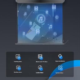 Externe CD/DVD Brander - Optisch Station - Schijven Lezen/Schrijven - USB-C en USB 3.0 - 14 cm - Zwart — thumbnail 4