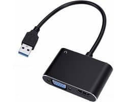 USB naar VGA Adapter - Externe Monitor Adapter - Productiviteit Verhogend - Dual Monitor Ondersteuning - 1920x1080P 60Hz - Zwart