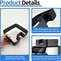 Koffiebonenreservoir Uitbreiding voor Philips Koffiezetapparaat 2200, Bonencontainer Accessoire voor Philips 800 1200 3200 4300 4400 Serie (Smart), Meer Koffiebonen Capaciteit, Eenvoudig Installeren — thumbnail 3