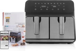 Dubbele Airfryer - Heteluchtfriteuse Frituurpan - Gezond Koken - Twee Manden - 8 Liter - Zwart RVS — thumbnail 1