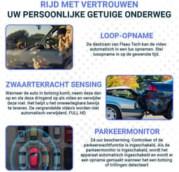Dashcam Auto - Rijrecorder Camera - Veilig Rijden - Dubbele Lens - Full HD - Zwart — thumbnail 5