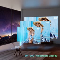 SnelShoppen - Mini Beamer WiFi Bluetooth Full HD 1080P, 4K Home Cinema, 300'' Display, Zoomfunctie, Compatibel met Smartphone/HDMI/USB/Laptop/Fire Sti — thumbnail 3