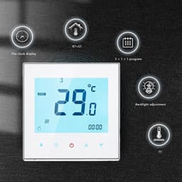Wi-Fi Thermostaat - Slimme Thermostaat - Energie Besparen - Touchscreen Bediening - 220 Volt - Wit — thumbnail 4