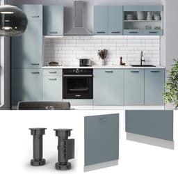 Vaatwasserfrontpaneel - Vaatwasserdeur Paneel - Keuken Integratie - R-Line Stijl - 60 cm - Blauw-grijs — thumbnail 3