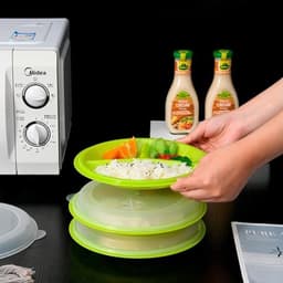 3-delige Magnetron Servies met Deksel: Magnetron Schaal met Deksel met 3 Compartimenten Opbergdoos Opslag Servies voor Verwarmen Magnetron Servies met Ventilatie — thumbnail 2