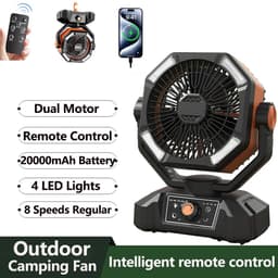 Lamor Ventilator - Campingventilator - Tafelventilator - Ventilatoren - Kleine Ventilator - 40 uur - 8 standen - LED verlichting — thumbnail 4