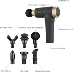 SnelShoppen - Venga! Diepgeweven Massagepistool met 6 Massagekoppen, 9 Snelheden en 2 Modi, Zwart/Koperkleurig, Voor Ontspanning en Herstel — thumbnail 2