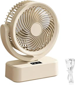 Persoonlijke Ventilator - Wandventilator Tafelventilator - Ruimte Verfrissen - Zes Snelheden - 21B x 12D x 12H cm - Beige — thumbnail 1