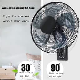 Wandventilator - Ventilator - Koelte Creëren - Stille Werking - 46 cm - Zwart — thumbnail 4