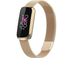 Milanees Smartwatch bandje - Geschikt voor Fitbit Luxe Milanese band - champagne goud - Strap-it Horlogeband / Polsband / Armband