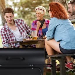 houtskool bbq - met deksel - verstelbare beluchting - stabiel - 96,5 x 103 x 64,5 cm - zwart — thumbnail 5