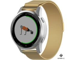 Strap-it Milanees Stalen Smartwatch Bandje 18mm – Luxe, verstelbaar & stijlvol – geschikt voor Garmin Venu 4s / Garmin Venu 3s / Garmin Venu 2s / Garmin Vivoactive 4s / Garmin Vivomove 3s - Goud