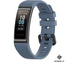 Siliconen Smartwatch bandje - Geschikt voor Huawei band 3 / 4 Pro silicone band - grijsblauw - Strap-it Horlogeband / Polsband / Armband