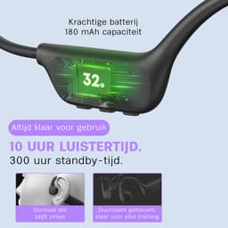 Langsdom Bone Conduction Headphone - Sportoordopjes - Koptelefoon - Sport oortjes - Open-ear - Bluetooth - IPX8 Waterbestendig - Draadloos - 32GB interne geheugenkaart — thumbnail 4