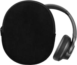 kwmobile headset case geschikt voor Anker Soundcore Q20i hoes - 22,5 x 17 cm - Koptelefoon cover met rits - Neopreen en ribfluweel - In zwart — thumbnail 2