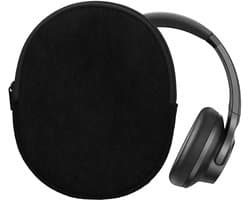 kwmobile headset case geschikt voor Anker Soundcore Q20i hoes - 22,5 x 17 cm - Koptelefoon cover met rits - Neopreen en ribfluweel - In zwart