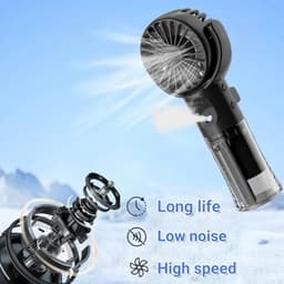 Draagbare handventilator met waternevelspray en USB-oplading - 4 snelheden - Compacte mini-ventilator voor reizen en buiten — thumbnail 2