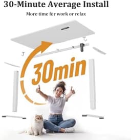 Verstelbaar bureau - Elektrisch in hoogte verstelbaar bureau 100x60 cm - Sta-bureau met geheugenfunctie - Ergonomische computertafel met kabelbeheer en botsingsbeveiliging - Wit — thumbnail 2