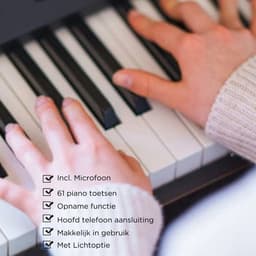 MoMiKa Kindvriendelijke Keyboard – Deluxe Model met Lichtfunctie – 61 Toetsen, 270 Geluiden & Microfoon – Stroom/Batterij – Educatief Cadeau voor Kinderen - (67,5 cm breed) — thumbnail 5