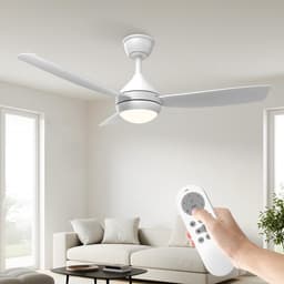 Plafondventilator met verlichting en afstandsbediening, stille 106 cm ventilator met 6 snelheden voor slaapkamer — thumbnail 2
