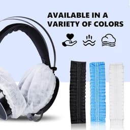 Elastische Hygienehoesjes hoofdtelefoon - 100 stuks - niet-geweven stof hoofdtelefoon covers - vervangende Hygienehoesjes hoofdtelefoon - elastisch stretch - universeel - cover hoes 11cm - voor thuis, sport en kantoor - Wit — thumbnail 3