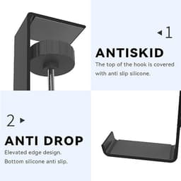 Hoofdtelefoonhouder Aluminium Standaard - Gaming, Onder Bureau, Klem, Zilver — thumbnail 2