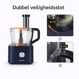 Ohana DT - Keukenmachine - Foodprocessor - Blender - 1100W - 11 in 1 Multifunctioneel - 3.2 Liter - RVS - Donkerblauw — thumbnail 5