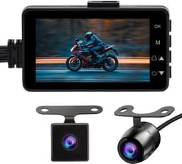 Motorfietscamera, 3 inch LCD 720P met 480P Dual-Track Front Rear Dual Action Camera Video voor het opnemen van motorfietsbeelden（Met 32G geheugenkaart） — thumbnail 1