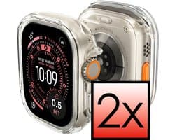 Hoesje - 2 Stuks - Geschikt voor Apple Watch Ultra 3 (49 mm) - Extra Sterk - Siliconen Case Cover - Smartwatch Full Bumper Hoes - Transparant
