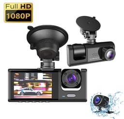 Gloovon - Dashcam Voor Auto 3 in 1 - Full HD - Voor en Achter Camera - Met Achteruitrijcamera - Nachtzicht - 170° Groothoeklens - Parkeermodus - G-Sensor - Loop Recording — thumbnail 1