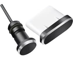 Stofplug USB-C & 3.5mm Jack poort - Metaal - Geschikt voor oplaadpoorten Smartphone/Tablet/Laptop - Zwart