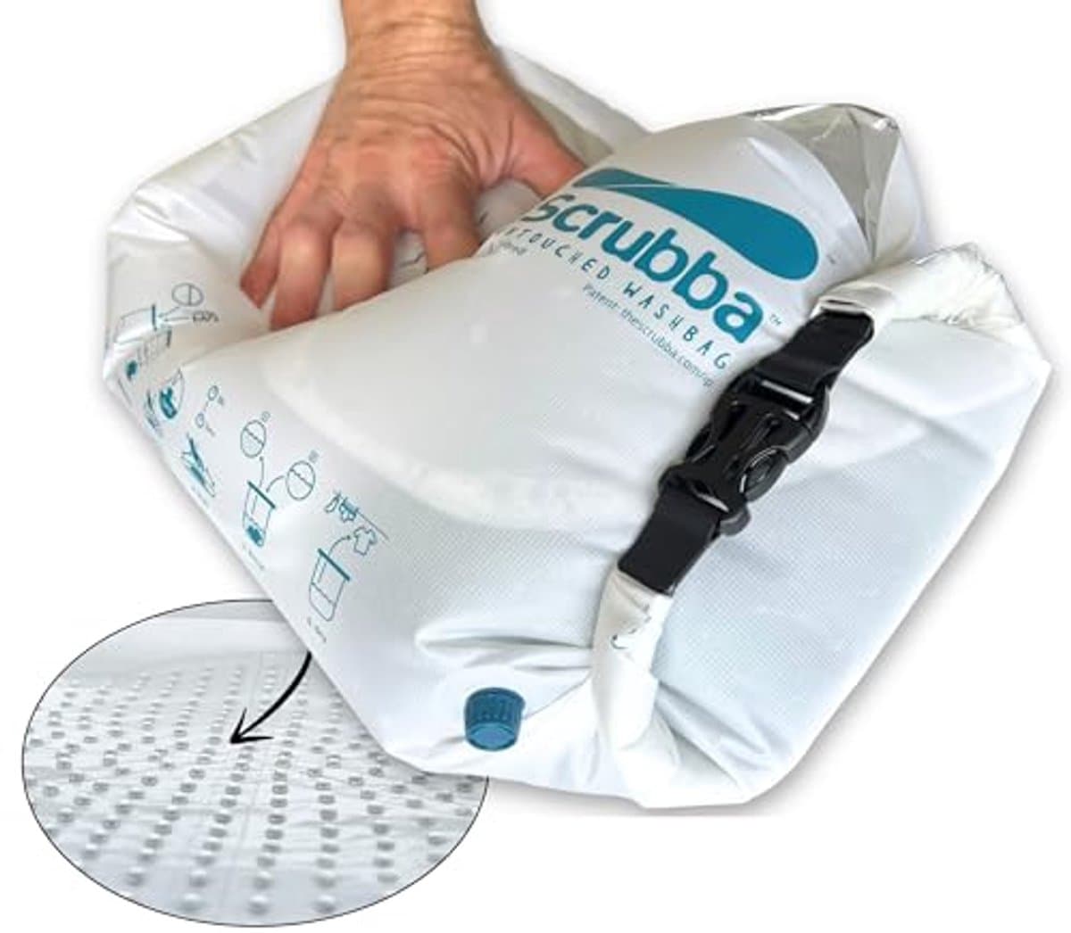 Scrubba UNTOUCHED Laundry Bag, Environmentally Friendly Portable Washing Machine, Lightweight Manual Washing Machine for Travel, Camping and Baby Clothing, Travel Supplies, Use with Detergent or Hand — afbeelding 1