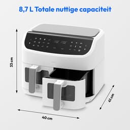 MEDION XXL Dubbele Airfryer P20 - 2 zones - 8,7 L - 2600 W - Matwit — thumbnail 4