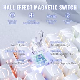 ATTACK SHARK X68MAX HE - Magnetic Switch Wired Gaming Toetsenbord - CNC Aluminium - 68keys - RGB - Side Printed PBT Keycaps - Decorative Lanyard - 8Khz - 0.005mmRT - 0.08ms - White Contour Line — thumbnail 5