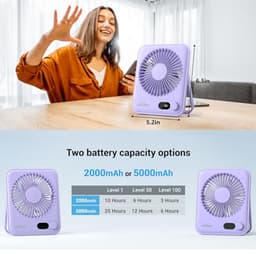 Mini USB-C Ventilator - Fluisterstil, Oplaadbaar, 1-100 Snelheden - Compact voor Bureau, Slaapkamer & Thuis — thumbnail 2
