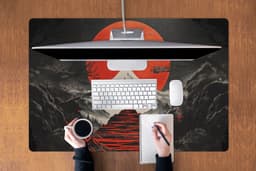 Muismat XXL 120x80 cm - Bureau onderlegger - Bureau mat Krijger - Rode trappen - Zon - Berg - Bureaumat - Gaming mousepad xl - Bureaulegger groot - Computer deskmat — thumbnail 3