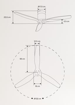 CREATE - Plafondventilator 40W silent 100% hout (Ø132cm) (ruimtes 10m²-25m²) - Zwart / Donker hout - Geen licht - Afstandsbediening - WIND CALM NATURAL WOOD — thumbnail 5