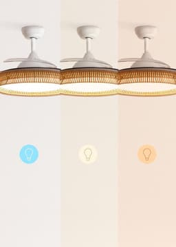 Plafondventilator met verlichting en wifi afstandsbediening - 6 snelheden, intrekbare vleugels, zomerse winterwerking, 40 W, Ø 107 cm — thumbnail 3