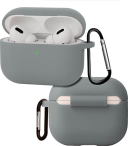 Hoes - Geschikt voor Apple Airpods Pro 3 - Siliconen Hoesje met Clip - Silicone Case Cover - Grijs — thumbnail 1