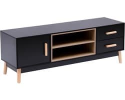 Zwarte TV-standaard 130 cm - Scandi Boho TV-meubel voor Woonkamer