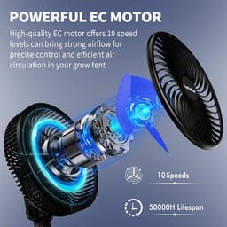 Klembare Groeiventilator met Handmatige Oscillatie en 10 Snelheden — thumbnail 3