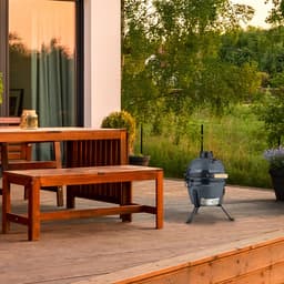 Kamado barbecue - Ø 26 cm - keramisch - met thermometer - deksel - grijs — thumbnail 3