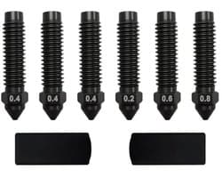 6 Stuks Gehard Staal Sproeiers voor 3D-Printers - Vervangende Nozzles met Siliconen Afdekkingen