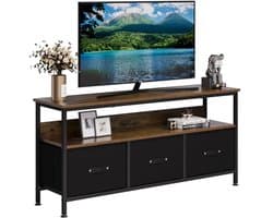 Houten TV-kast met Laden en Planken voor Televisies tot 55 Inch - Vintage Bruin-Zwart