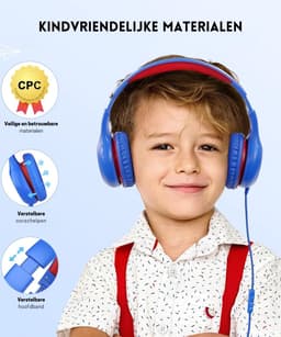 Intelectro Koptelefoon voor Kinderen - Veiligheid en Plezier in Eén! - Hoogwaardige Stereogeluid - Comfortabele Draagervaring - HD Microfoon - Volumeregeling - Brede Compatibiliteit en Audio Delen - Blauw/Rood - Levering Sneller dan Aangegeven! — thumbnail 2