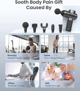 Diep weefsel rugmassagegeweer Stimulator met USB C-Opladen voor Spiermassage - Ontspanning - Beste Cadeau voor Familie - Zwart Massage gun — thumbnail 3
