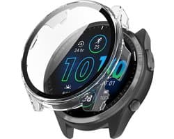 Watch case screenprotector - hoesje - gehard glas - geschikt voor Garmin Forerunner 965 - transparant