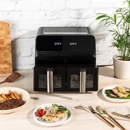 Equivera Dubbele Airfryer - Dubbele Mand - Dual Cook - Heteluchtfriteuse - Verschillende Programma's - Dual Zone - Mega — thumbnail 3