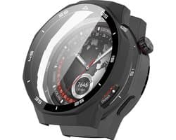 Strap-it Hard PC bescherm hoesje - case met screen protector van glas geschikt voor Huawei Watch GT 5 Pro - 46mm (zwart)